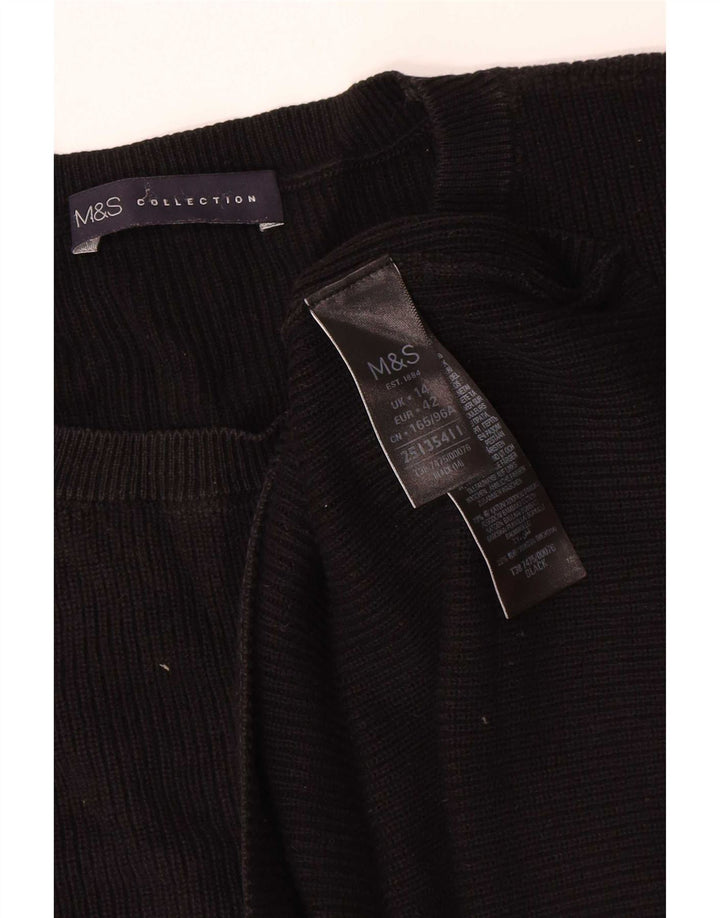 Suéter feminino Marks & Spencer com gola redonda Reino Unido 14 grande preto