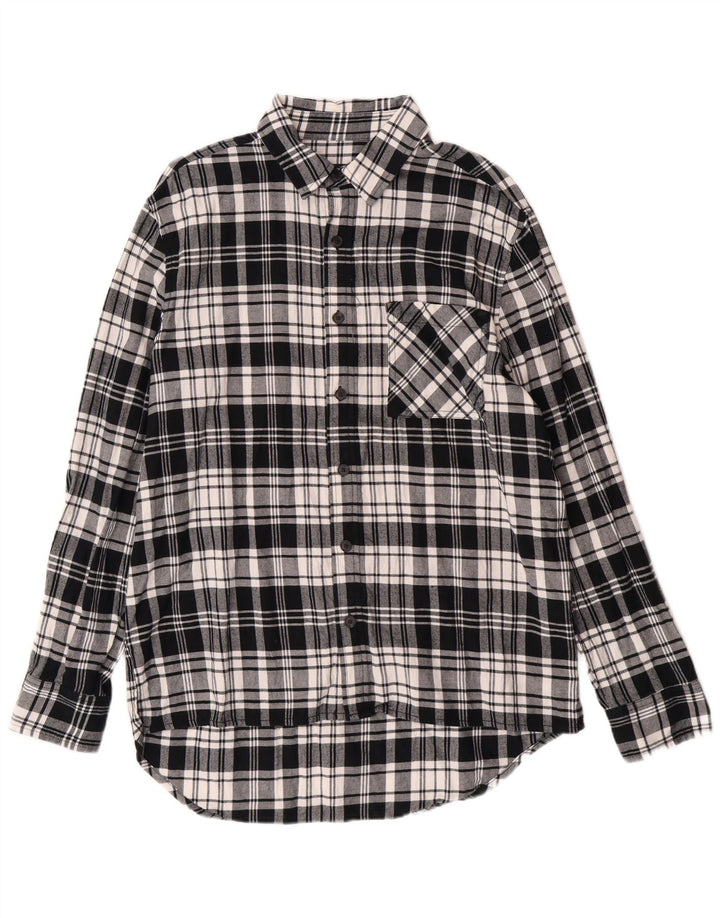 USO ORIGINAL Camisa masculina de flanela de algodão xadrez preto médio