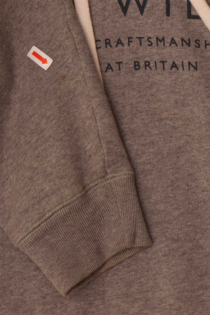JACK WILLS Suéter masculino com capuz gráfico pequeno algodão cinza
