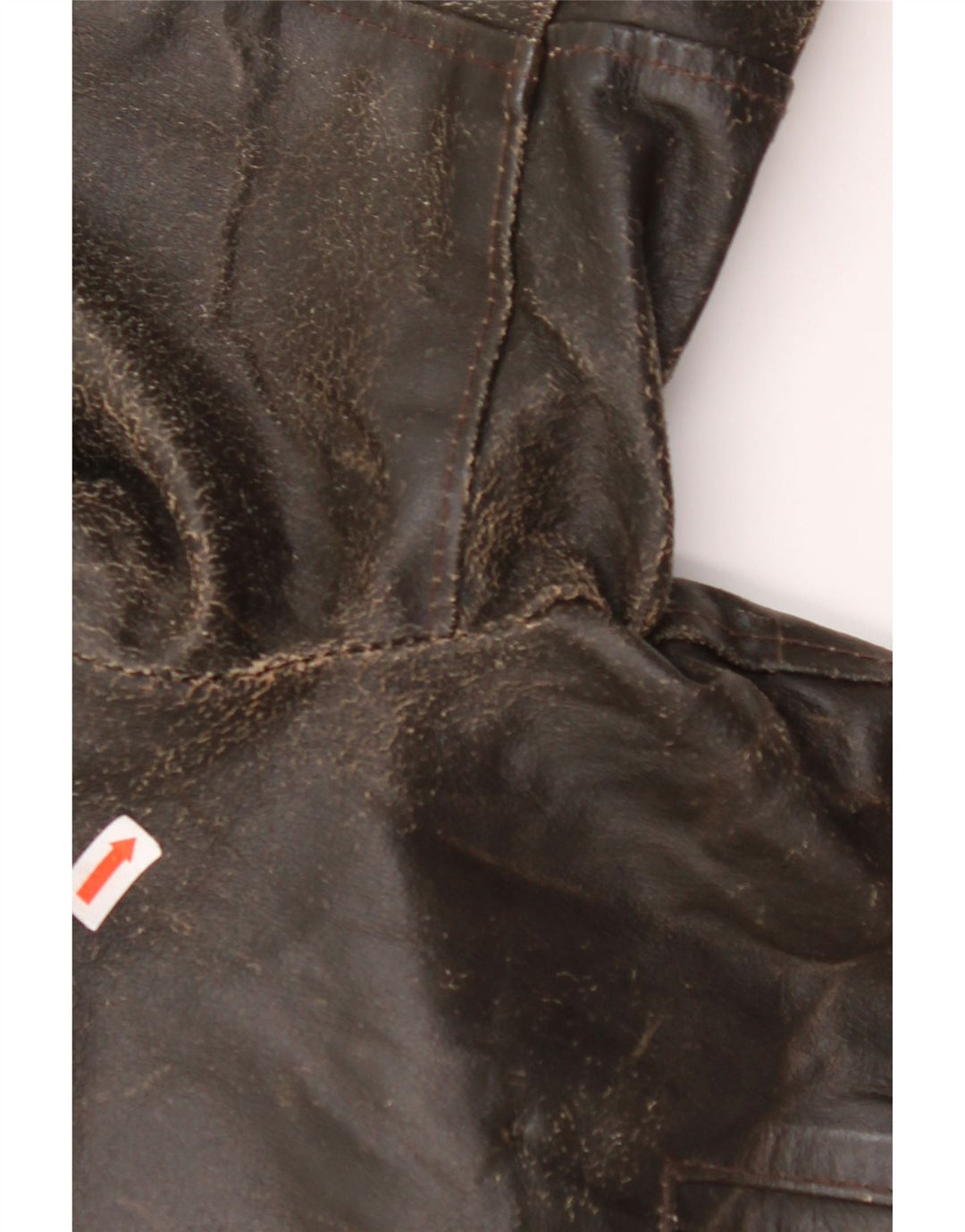 Jaqueta feminina de couro VINTAGE manga 3/4 Reino Unido 14 couro marrom médio