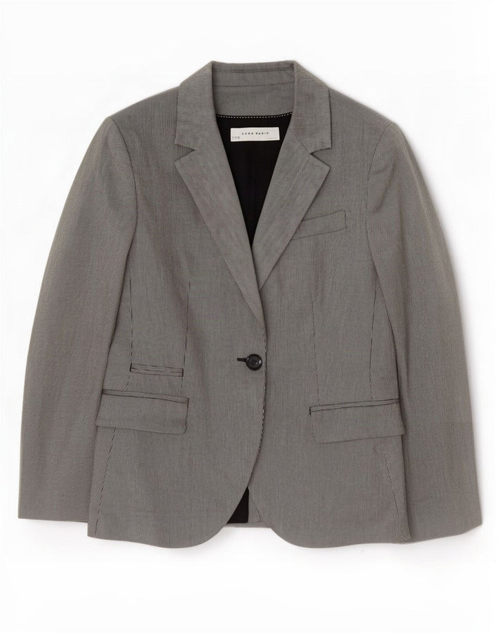 Jaqueta blazer feminina Zara com 1 botão Reino Unido 12 acetato cinza médio