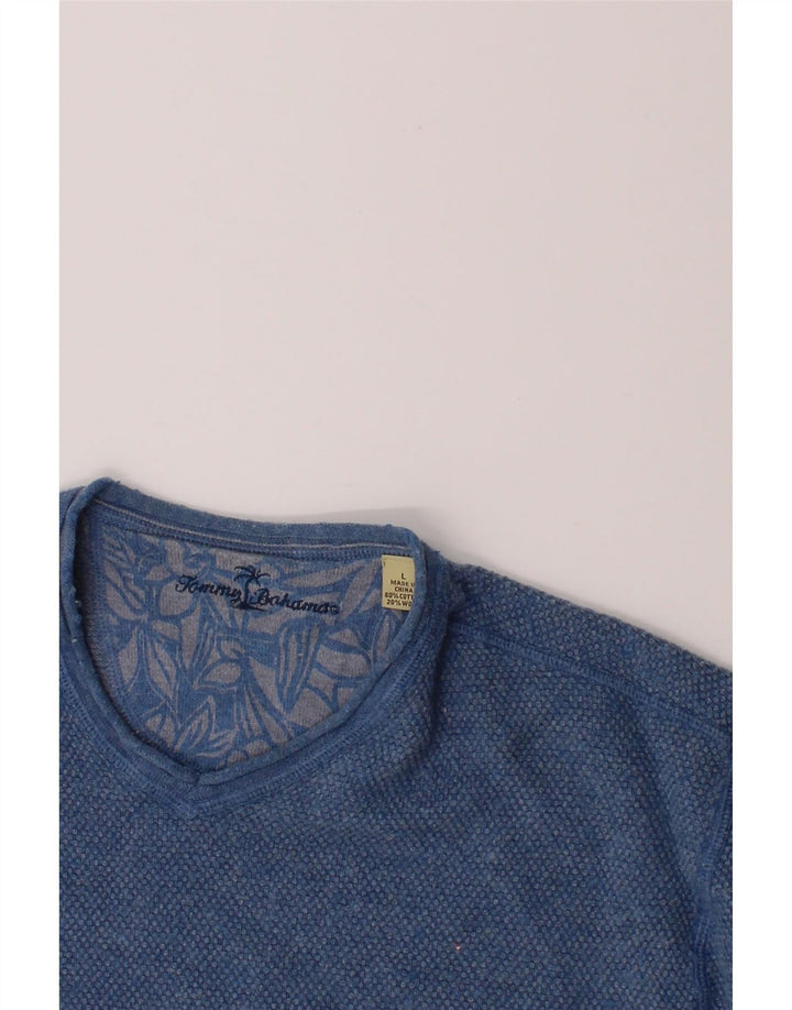 TOMMY BAHAMA Mens V-Neck Jumper Sweater Large Blue Cotton Vintage Tommy Bahama and Second-Hand Tommy Bahama from Messina Hembry 