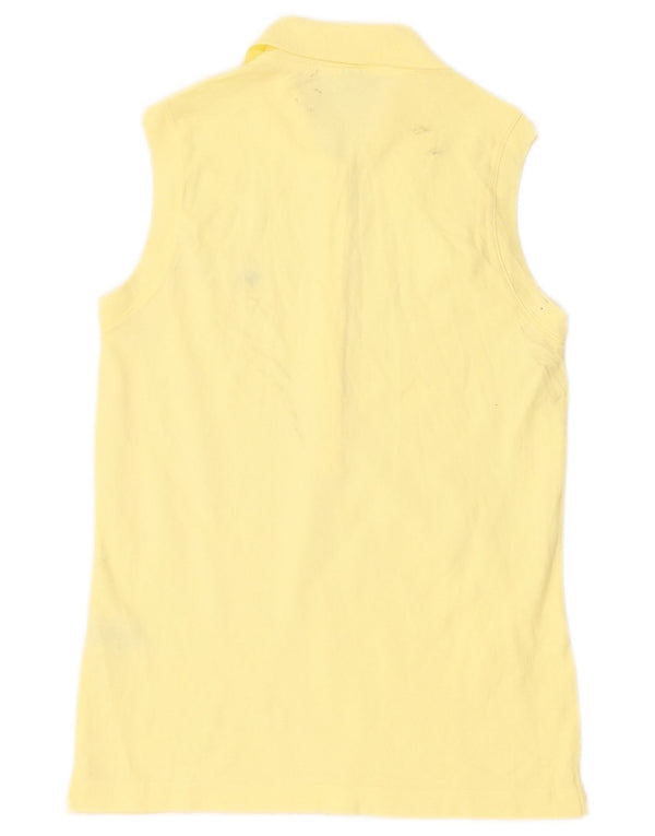 Lacoste Womens Sleeveless Polo Shirt Size 40 Medium Yellow Cotton
