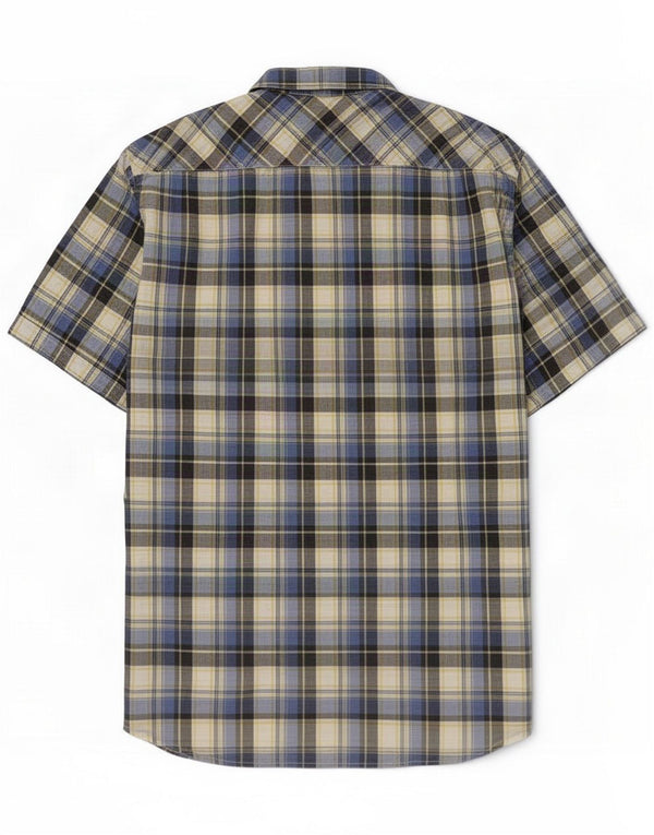 Rifle Camisa masculina de manga curta 2XL Algodão xadrez multicolorido