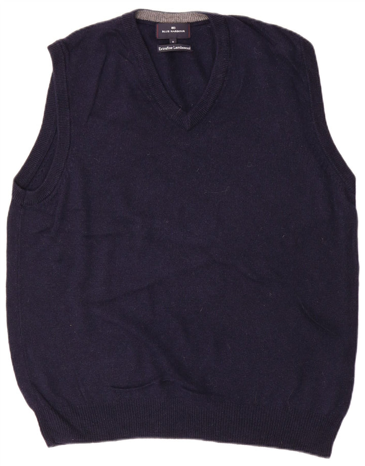Regata masculina MARKS & SPENCER Blue Harbor Vest média de lã azul marinho