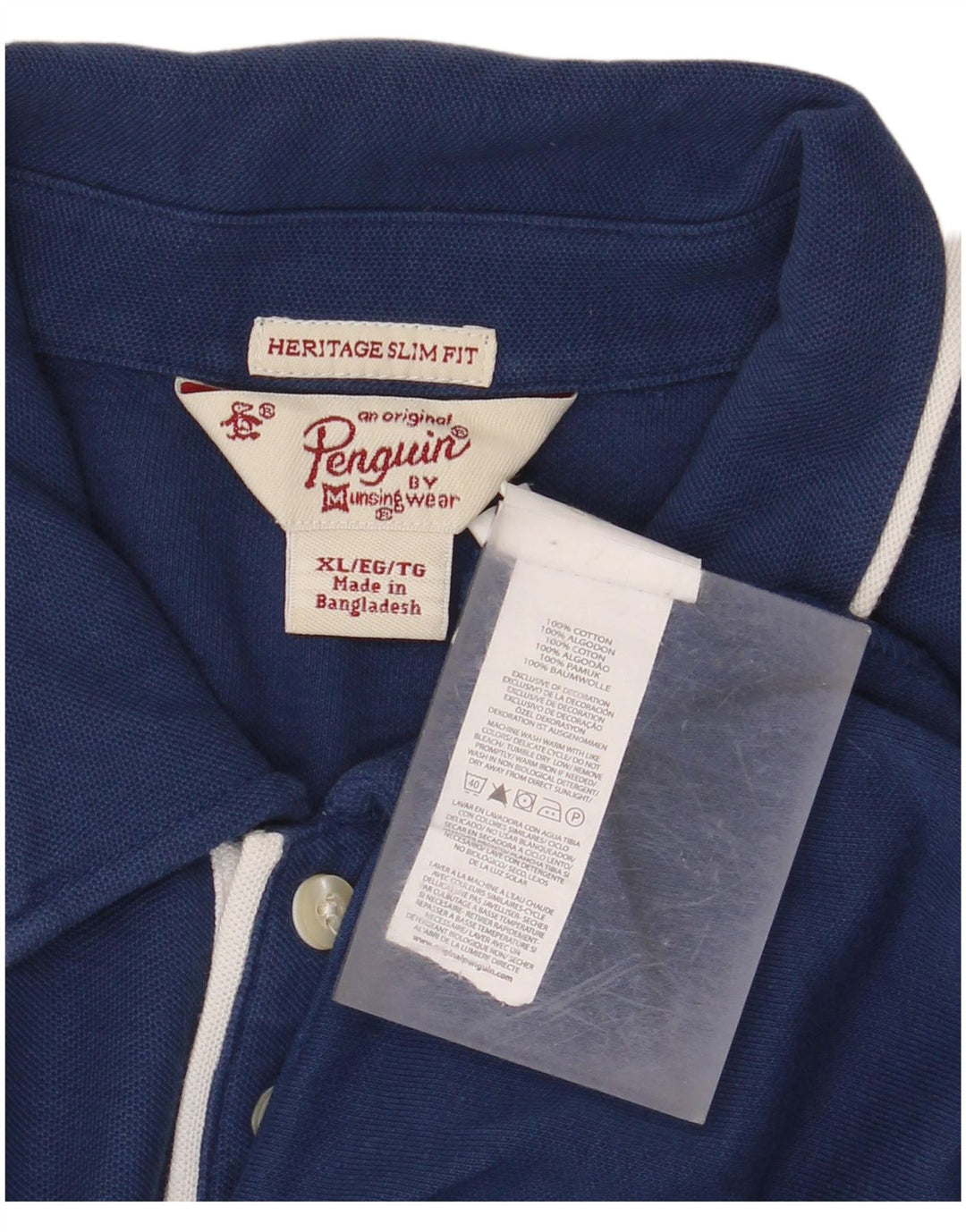 Camisa polo masculina PENGUIN Heritage Slim Fit XL azul marinho algodão