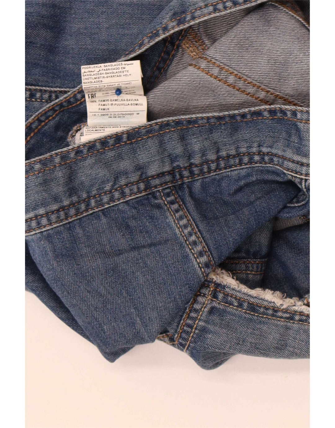 Colete jeans Benetton para meninas 7-8 anos azul médio algodão