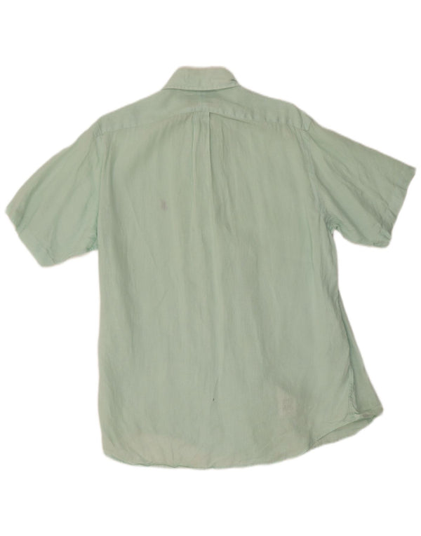 Camisa masculina de manga curta Ralph Lauren linho verde médio