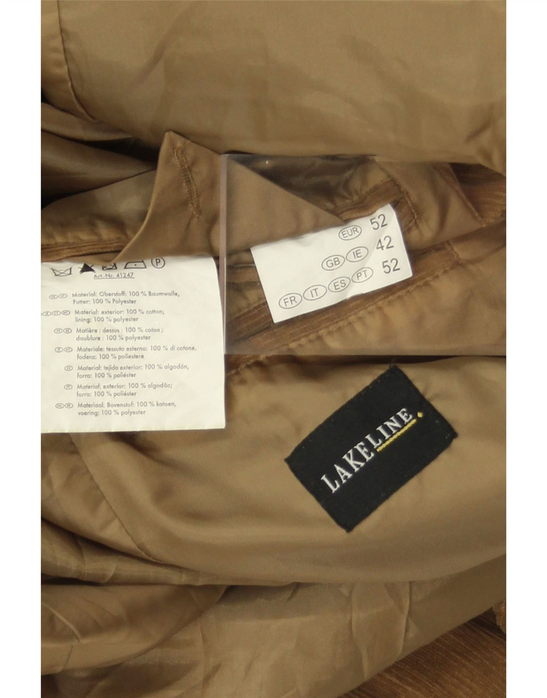 LAKELINE Jaqueta blazer masculina de veludo cotelê com 2 botões Reino Unido 42 XL algodão marrom