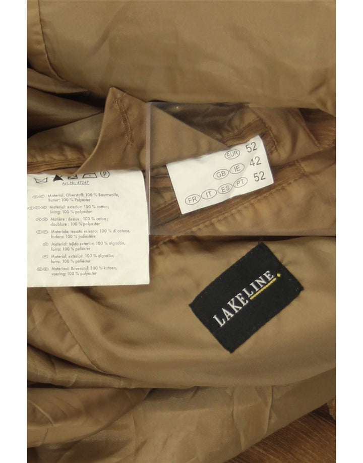 LAKELINE Jaqueta blazer masculina de veludo cotelê com 2 botões Reino Unido 42 XL algodão marrom
