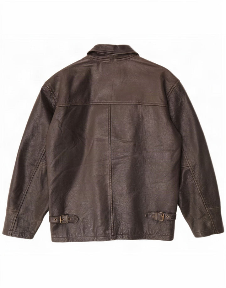Jaqueta de couro masculina Bomb Boogie UK 36 pequena marrom