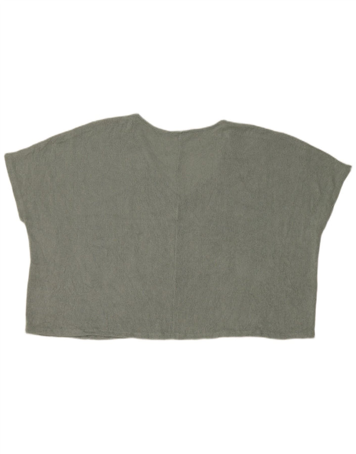 Zara Womens Crop Oversized Knit Crop Top Reino Unido 14 Médio Verde Viscose