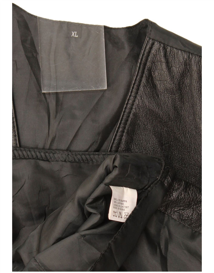 Colete masculino vintage XL em couro preto
