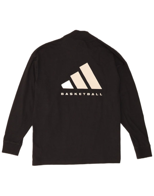 Adidas masculino solto ajuste gráfico topo manga longa pequeno algodão preto