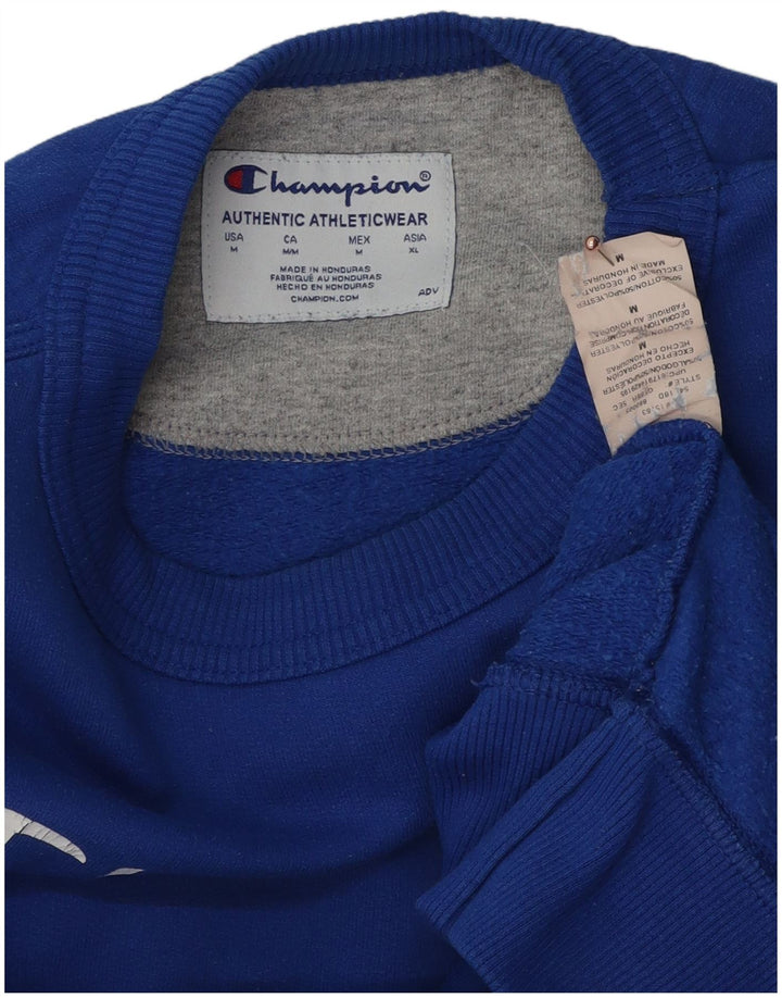 Champion masculino gráfico moletom jumper médio azul algodão