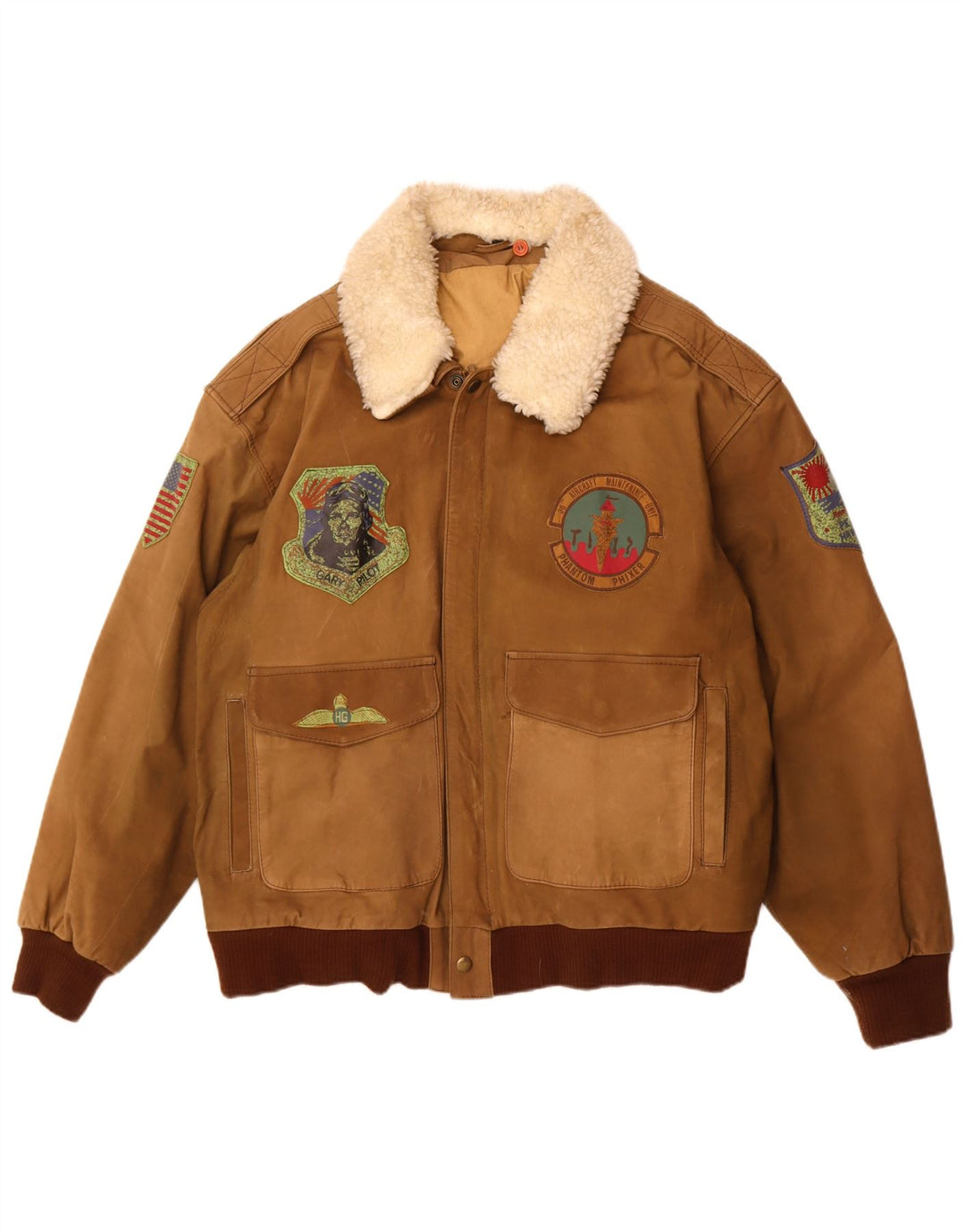 Jaqueta de couro gráfica masculina vintage IT 56 3XL marrom