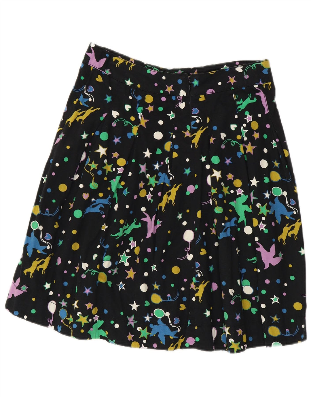 Saia plissada feminina vintage W28 médio preto manchado