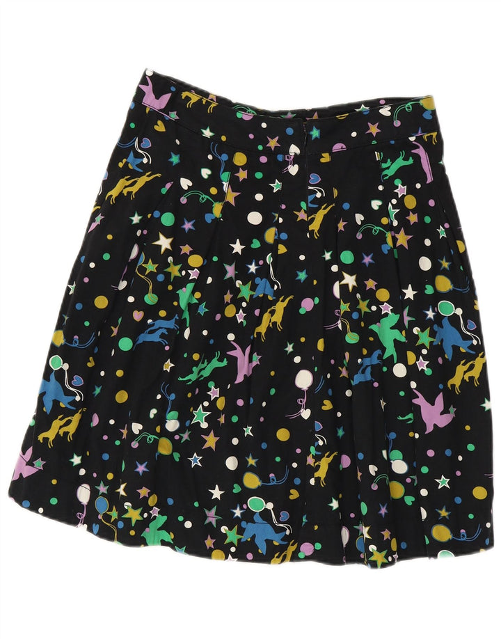 Saia plissada feminina vintage W28 médio preto manchado