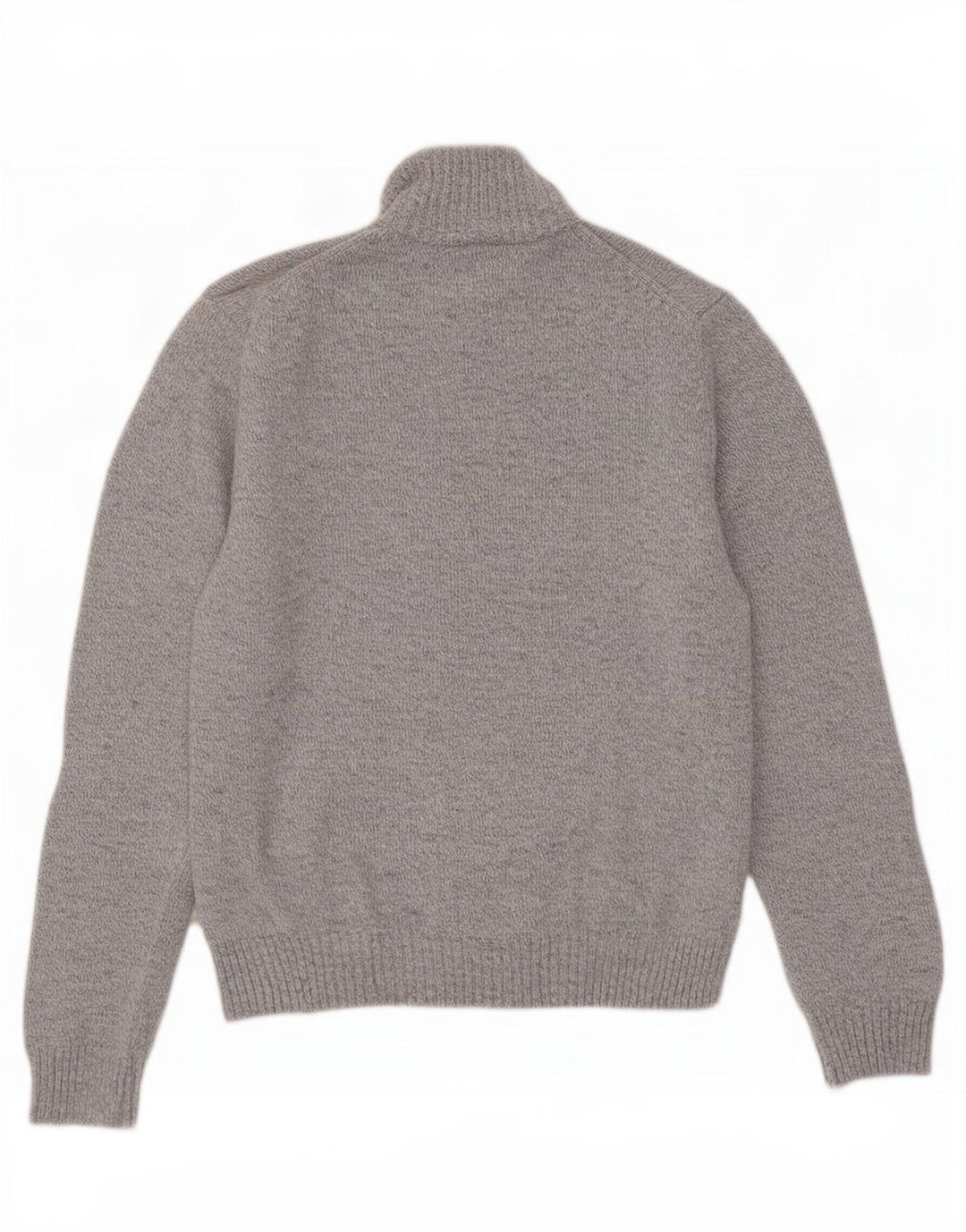 Suéter masculino Marks & Spencer com zíper e gola em lã cinza médio