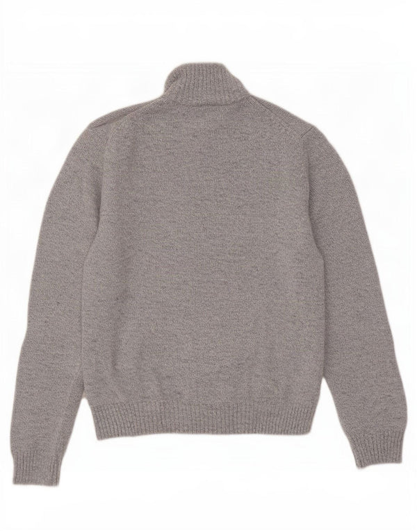 Suéter masculino Marks & Spencer com zíper e gola em lã cinza médio