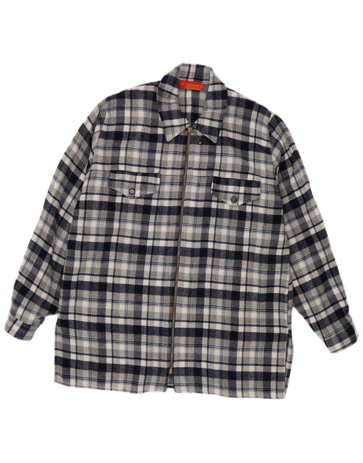 Camisa feminina de flanela com ajuste relaxado Fritzi Reino Unido 14 xadrez azul marinho médio