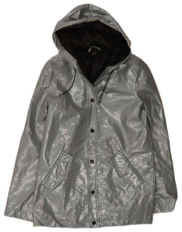 Jaqueta de chuva com capuz feminina Topshop UK 8 poliéster cinza pequeno