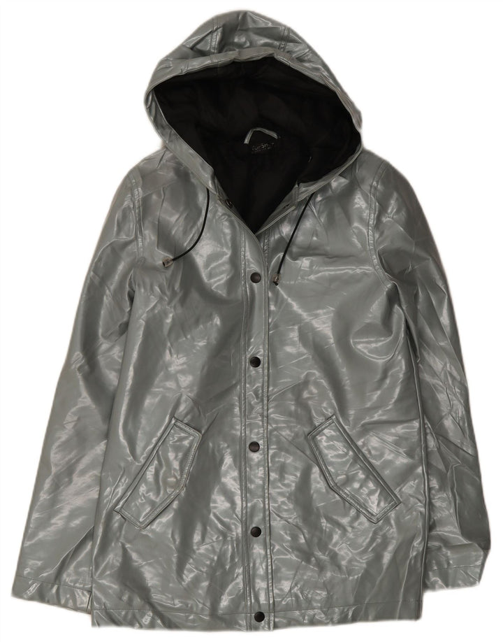 Jaqueta de chuva com capuz feminina Topshop UK 8 poliéster cinza pequeno