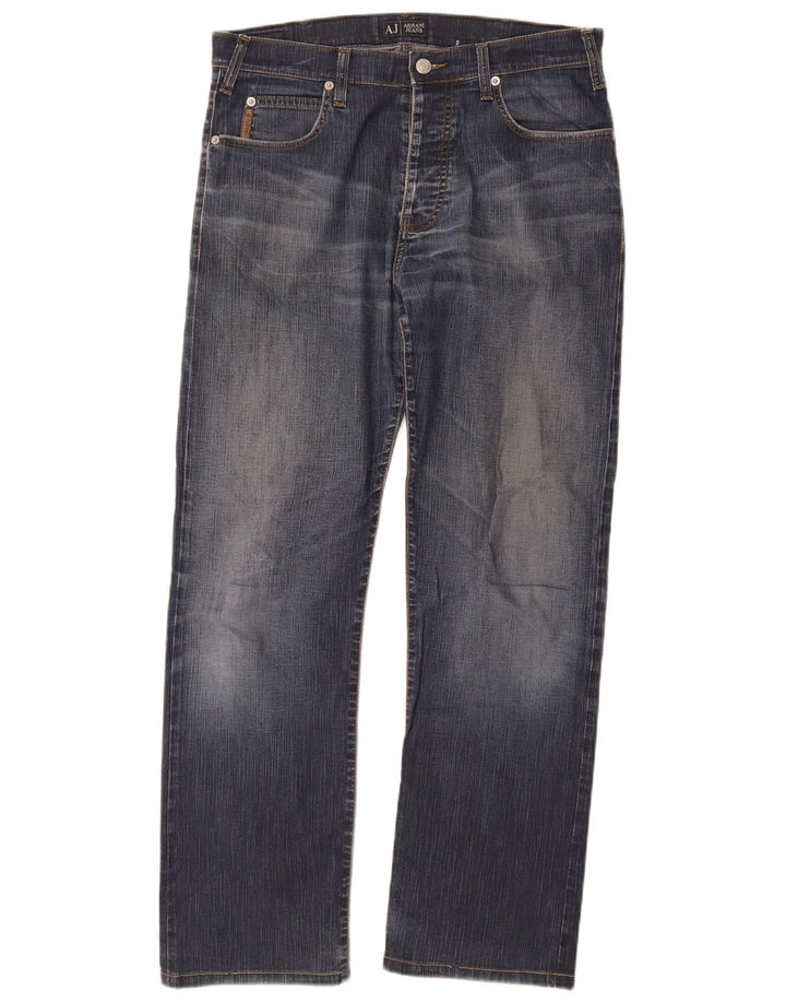 Calça jeans reta masculina Armani W33 L29 algodão azul