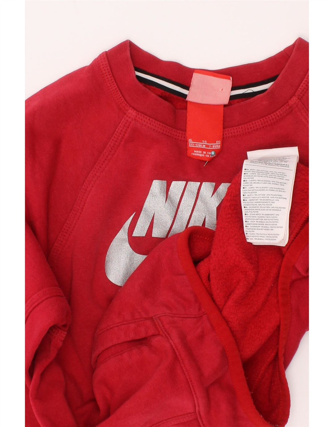 Moletom gráfico Nike Boys Jumper 7-8 anos XL vermelho algodão