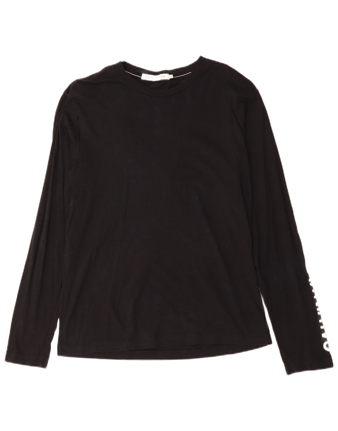 Calvin Klein Jeans masculino gráfico top manga comprida grande algodão preto