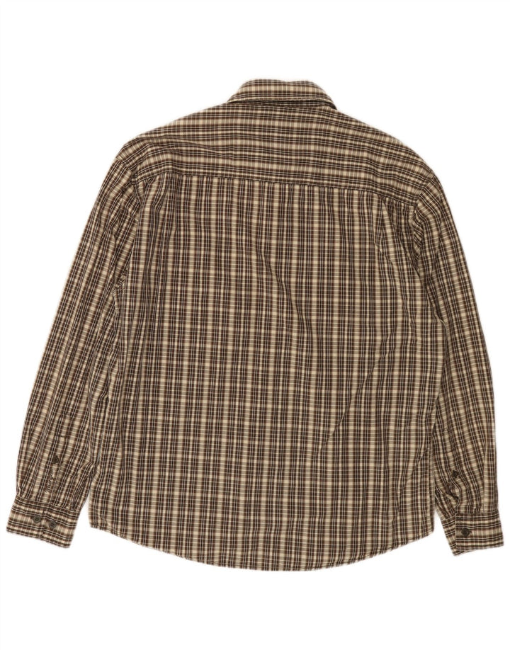 Camisa masculina de flanela WRANGLER de algodão xadrez marrom médio