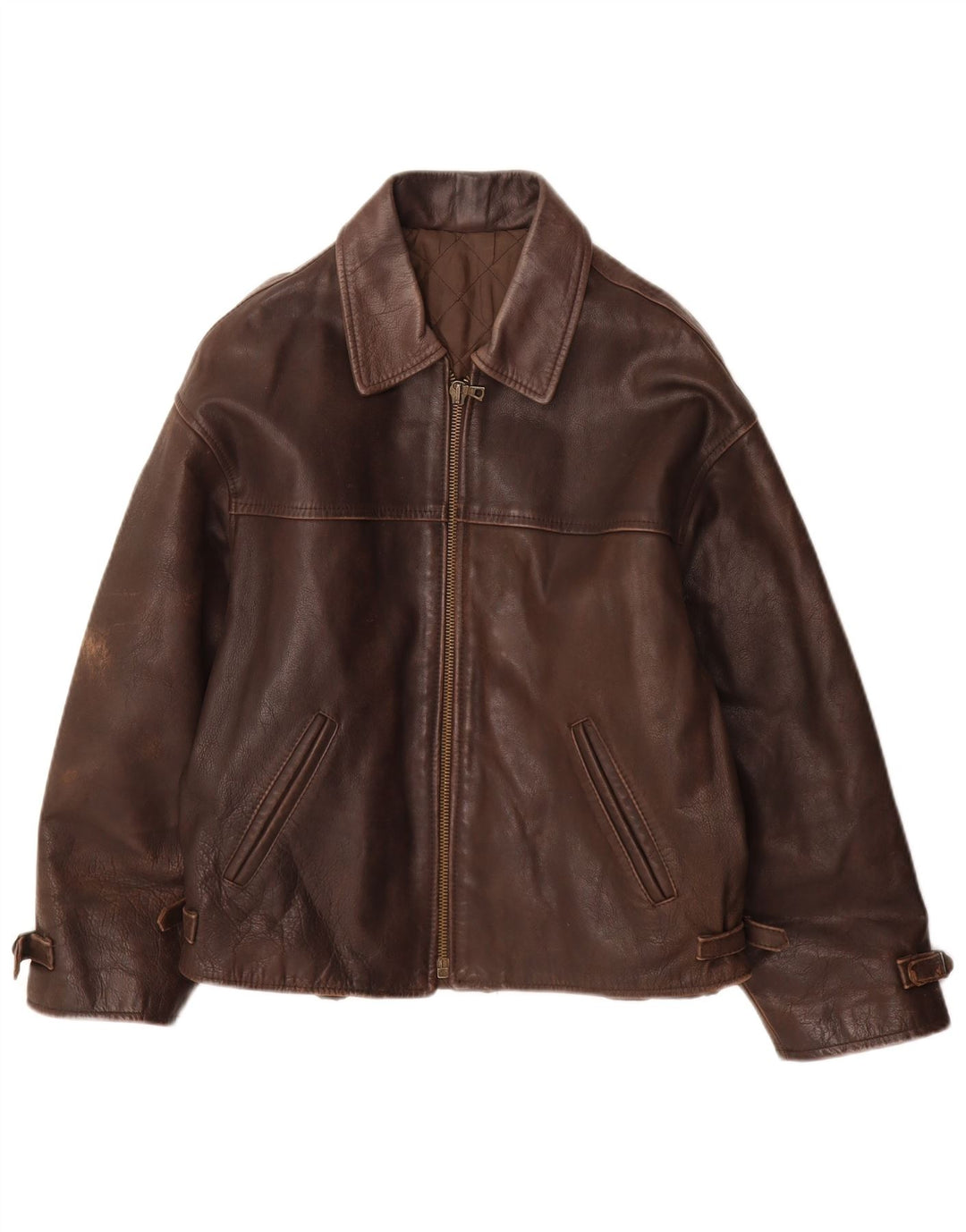 Jaqueta de couro masculina VINTAGE IT 44 XS couro marrom