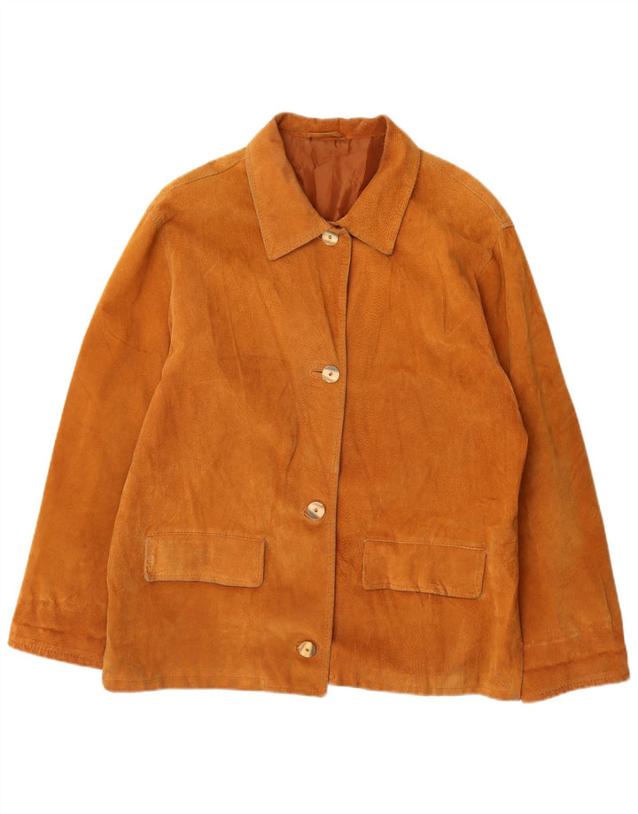 Jaqueta feminina VINTAGE de camurça Reino Unido 14 couro marrom médio