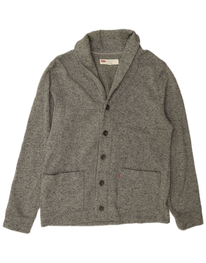 Suéter cardigã masculino Levi's grande poliéster manchado cinza