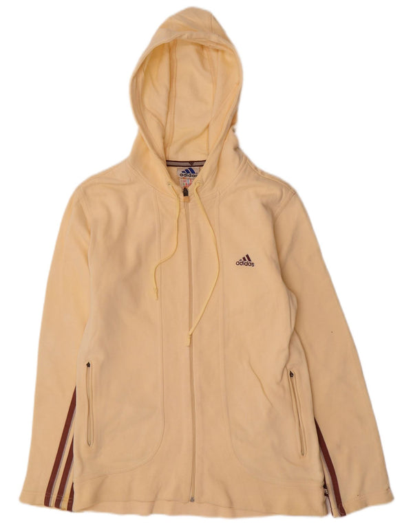 ADIDAS Womens Zip Hoodie Sweater UK 10 Pequeno Algodão Amarelo