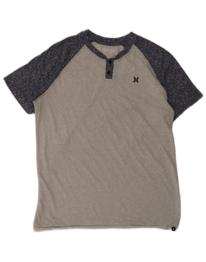 Camiseta masculina Hurley Premium Fit superior cinza médio poliéster colorblock