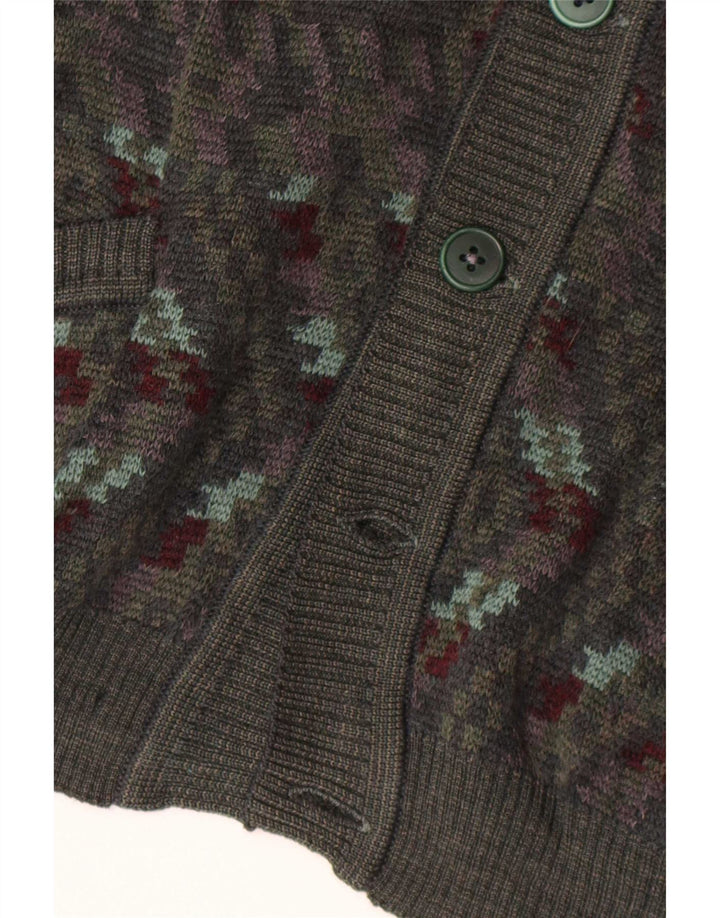 Suéter cardigã masculino vintage grande cinza