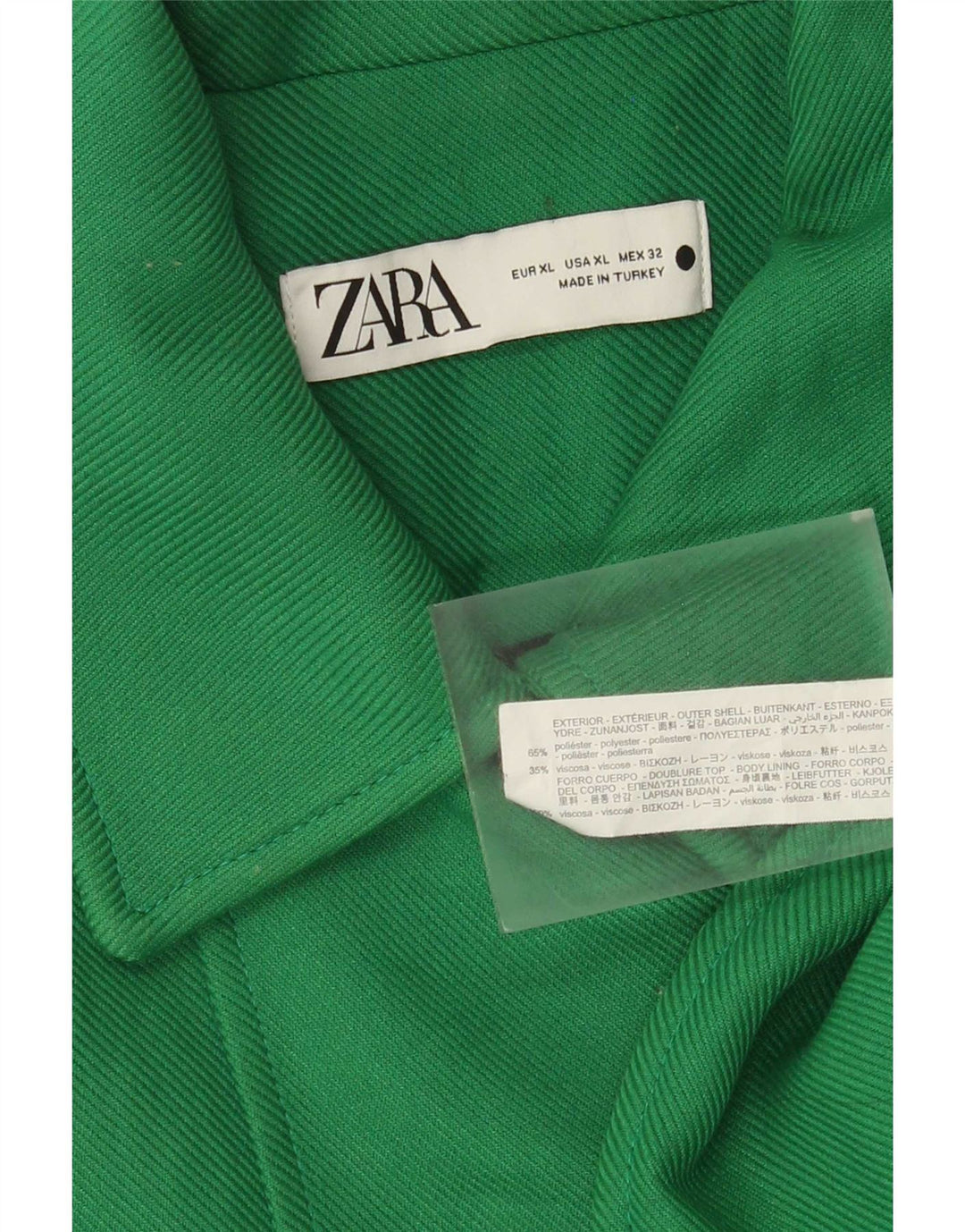 Casaco feminino Zara com peito duplo UK 18 XL verde poliéster