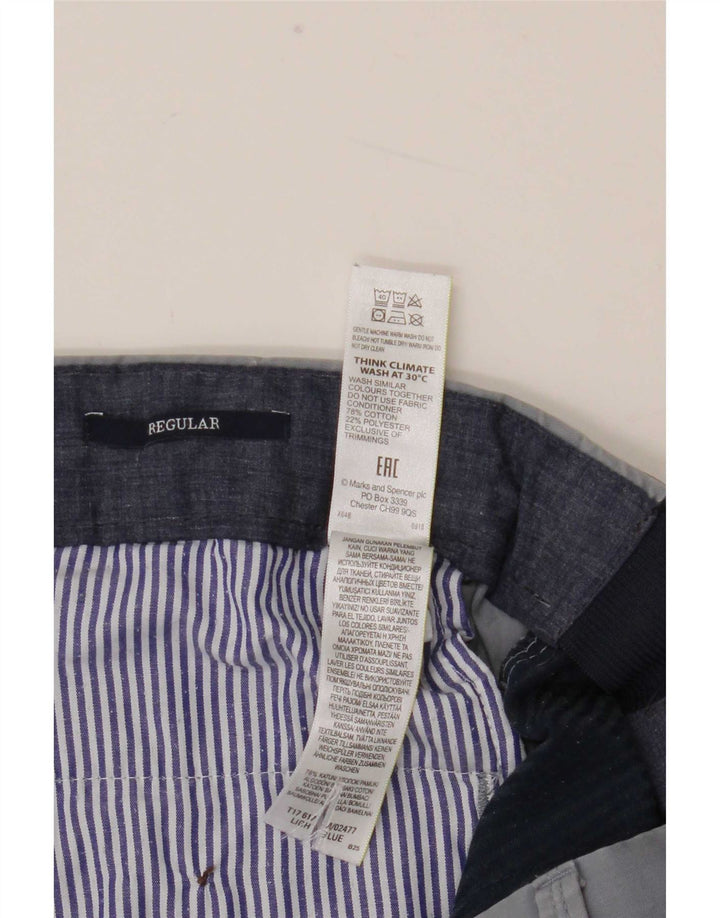 Calça masculina reta regular Marks & Spencer W34 L29 algodão azul