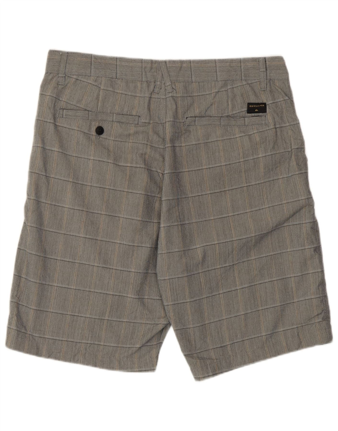 Quiksilver Mens Regular Fit Chino Shorts W32 Poliéster Xadrez Cinza Médio