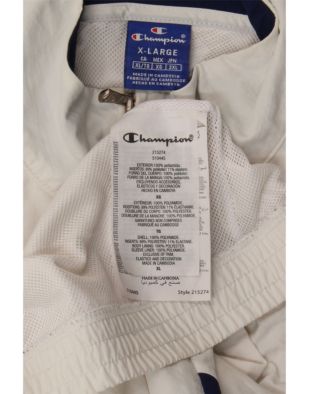 CHAMPION Masculino Graphic Tracksuit Top Jacket XL Branco Colourblock Poliamida
