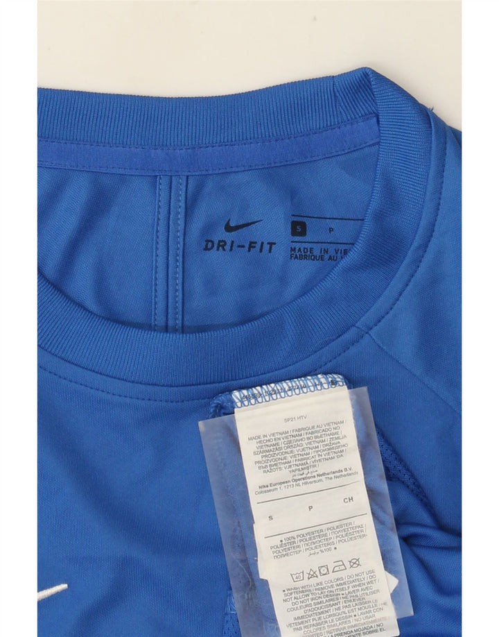 Camiseta masculina NIKE Dri Fit Top pequeno azul colorblock poliéster