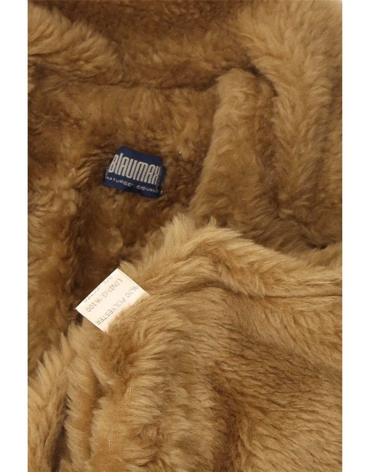 Casaco jeans feminino sherpa vintage Reino Unido 14 algodão azul marinho médio