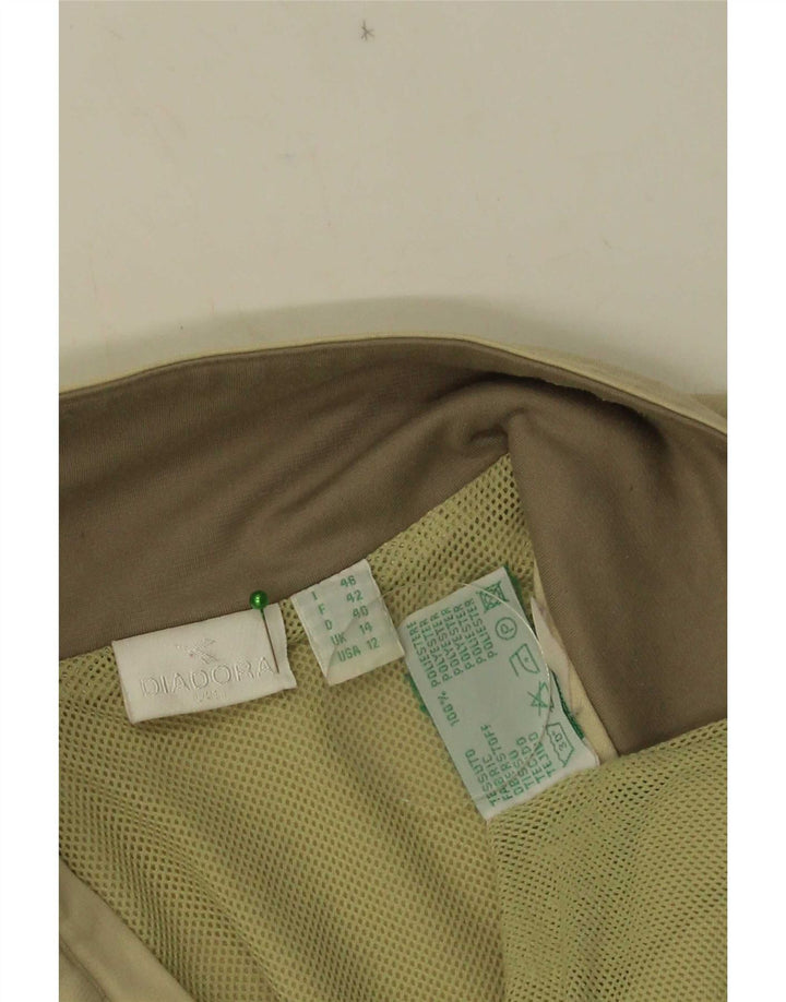 Diadora Womens Tracksuit Top Jacket UK 14 Grande Bege Colourblock Poliéster