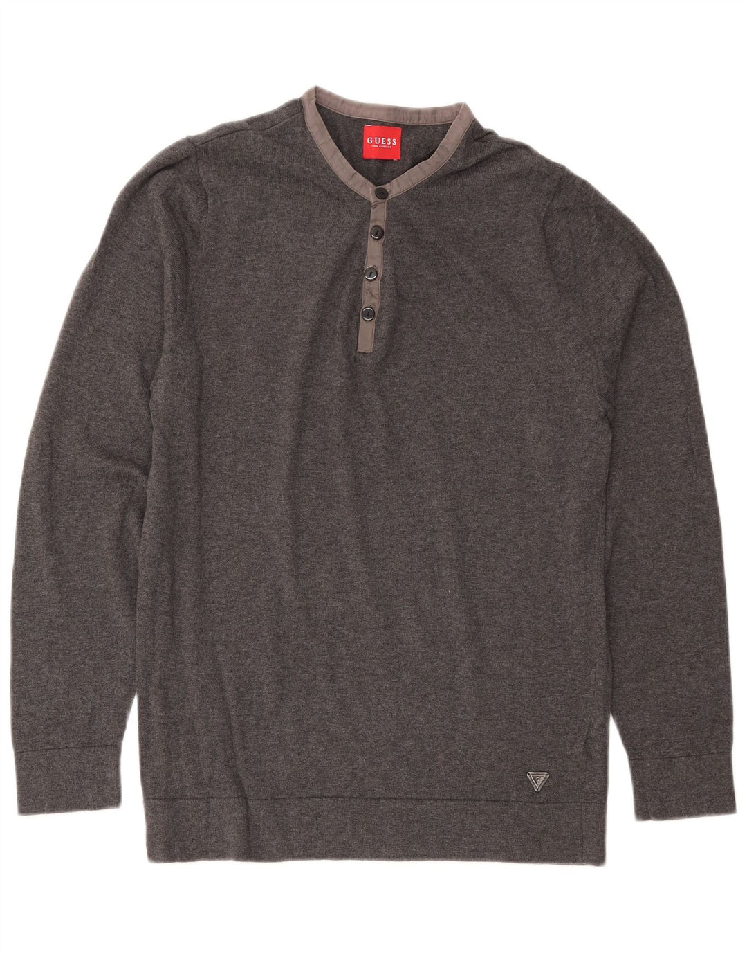 Suéter masculino GUESS com gola redonda, grande algodão cinza