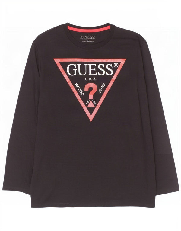 Top gráfico Guess Boys manga comprida 13-14 anos algodão preto