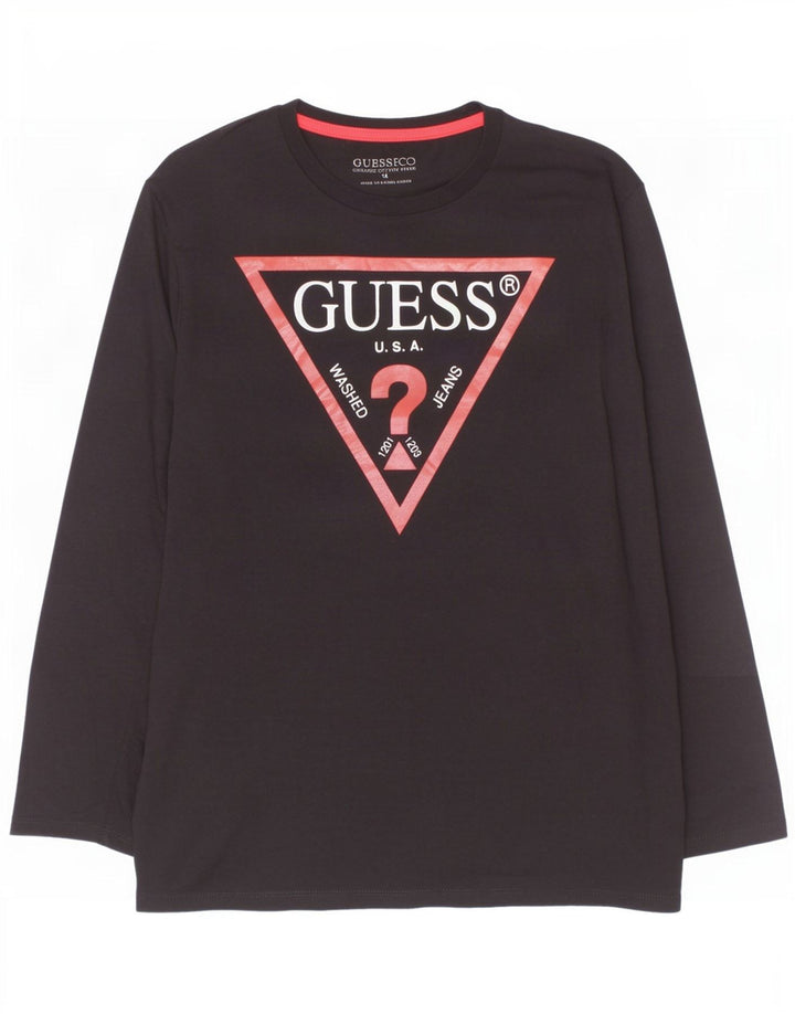 Top gráfico Guess Boys manga comprida 13-14 anos algodão preto