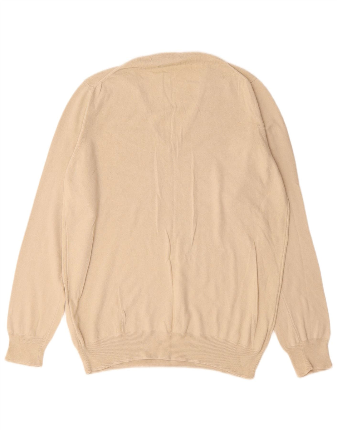 Zara Suéter masculino com gola V e algodão bege médio