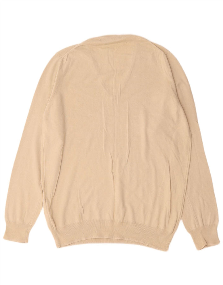 Zara Suéter masculino com gola V e algodão bege médio