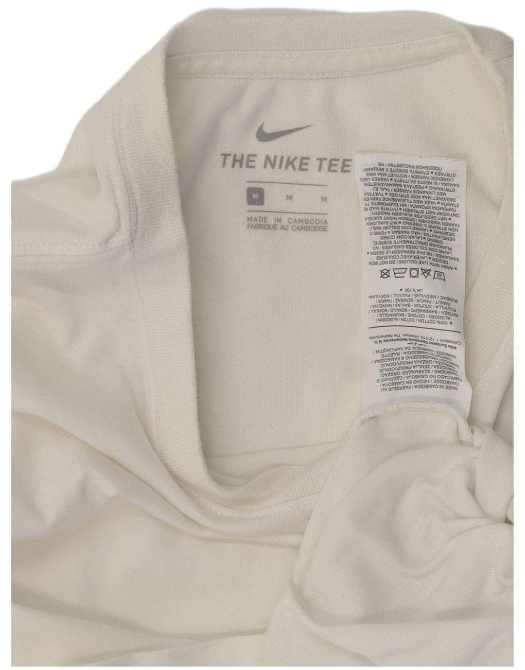 Nike Mens Camiseta Top Médio Algodão Branco